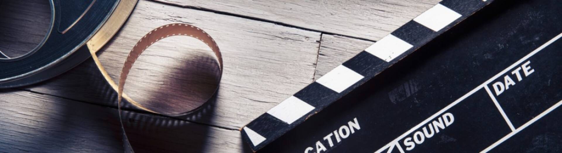 clapperboard and film